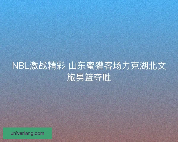 NBL激战精彩 山东蜜獾客场力克湖北文旅男篮夺胜